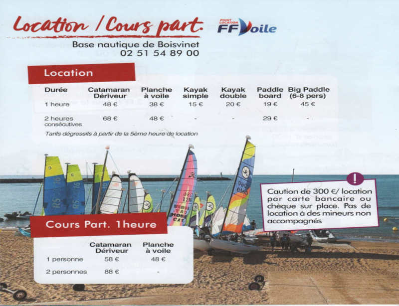 tarifs location voile